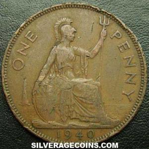 1940 George VI British Bronze Penny (Reverse)