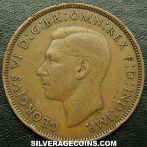 1944 George VI British Bronze Penny (Obverse)