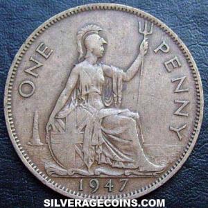 1947 George VI British Bronze Penny (Reverse)