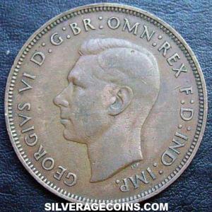 Penique de Bronce Británico de Jorge VI 1948 (Anverso)