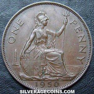 1950 George VI British Bronze Penny (Reverse)