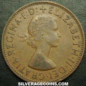 1961 Elizabeth II British Bronze Penny (Obverse)