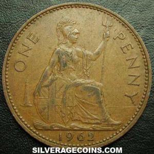 1962 Elizabeth II British Bronze Penny (Reverse)