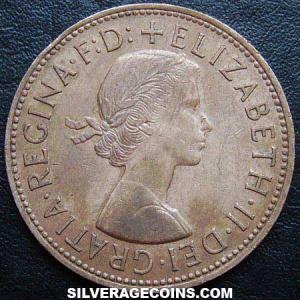 1965 Elizabeth II British Bronze Penny (Obverse)