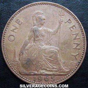 1965 Elizabeth II British Bronze Penny (Reverse)