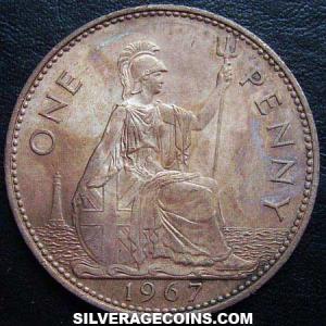 1967 Elizabeth II British Bronze Penny (Reverse)
