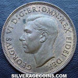 1950 George VI British Bronze Half Penny (Obverse)