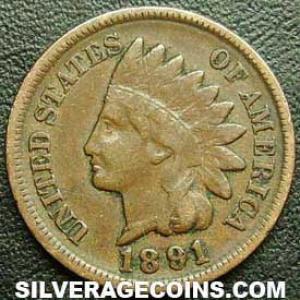 1891 United States "Indian Head" Bronze Cent (Obverse)