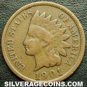 1901 United States "Indian Head" Bronze Cent (Obverse)