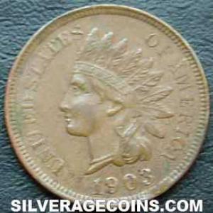 Centavo de Bronce "Indian Head" Estadounidense 1903 (Anverso)