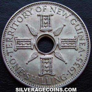 Chelín de Plata de Nueva Guinea de Jorge V 1935 (Reverso)