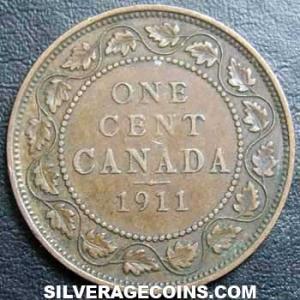1911 George V Canadian Bronze Cent (Reverse)