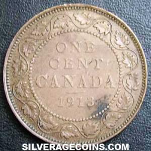 1913 George V Canadian Bronze Cent (Reverse)