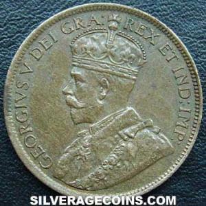1917 George V Canadian Bronze Cent (Obverse)