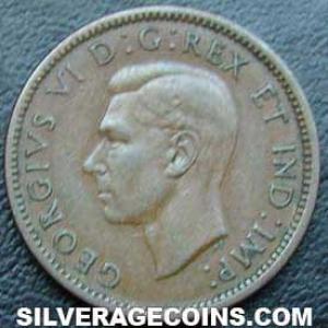 1940 George VI Canadian Bronze Cent (Obverse)