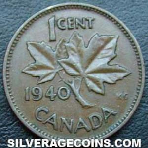 1940 George VI Canadian Bronze Cent (Reverse)