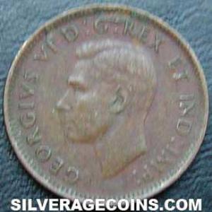 1945 George VI Canadian Bronze Cent (Obverse)