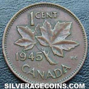 1945 George VI Canadian Bronze Cent (Reverse)