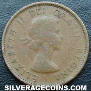 1958 Elizabeth II Canadian Bronze Cent (Obverse)
