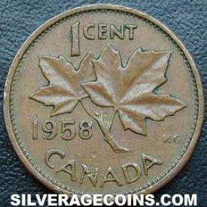 1958 Elizabeth II Canadian Bronze Cent (Reverse)