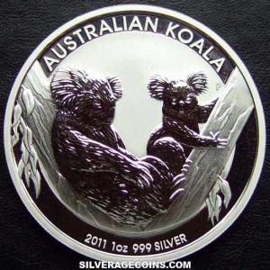 2011 P Elizabeth II Australian Dollar 1 Ounce Silver Koala (Reverse)