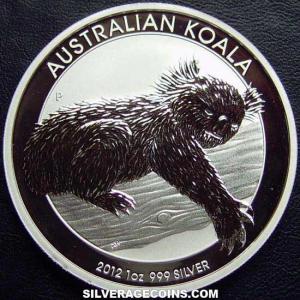 2012 P Elizabeth II Australian Dollar 1 Ounce Silver Koala (Reverse)
