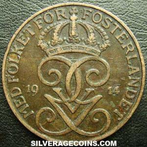 1914 Gustav V Swedish Bronze 5 Öre (Obverse)