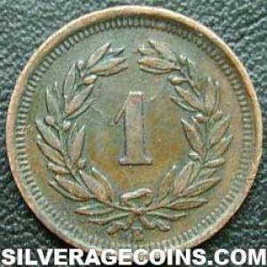 1908 B Swiss Bronze Rappen (Reverse)