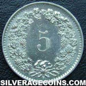 1964 B Swiss 5 Rappen (Reverse)