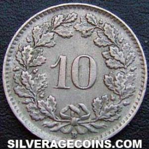 1953 B Swiss 10 Rappen (Reverse)