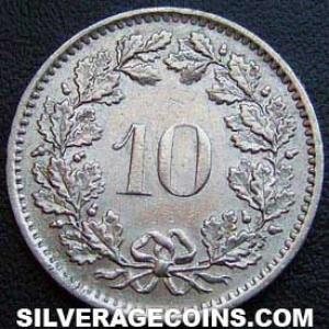 1970 Swiss 10 Rappen (Reverse)