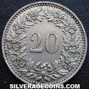 1934 B Swiss 20 Rappen (Reverse)