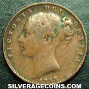 1838 Victoria British "Young Head" Farthing (Obverse)