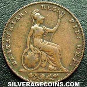 1838 Victoria British "Young Head" Farthing (Reverse)