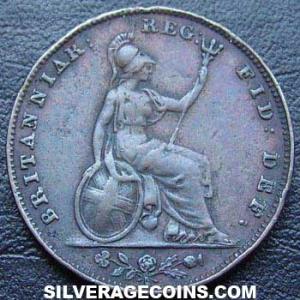 1840 Victoria British "Young Head" Farthing (Reverse)