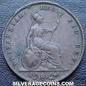 1847 Victoria British "Young Head" Farthing (Reverse)