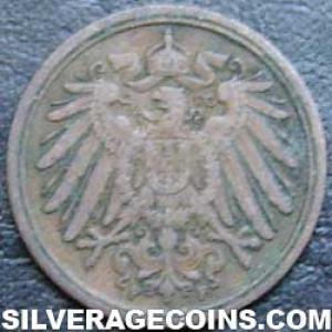 1896 F Wilhelm II German Pfennig (Obverse)