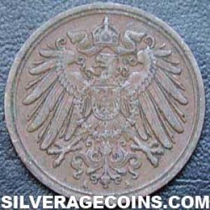 1908 A Wilhelm II German Pfennig (Obverse)