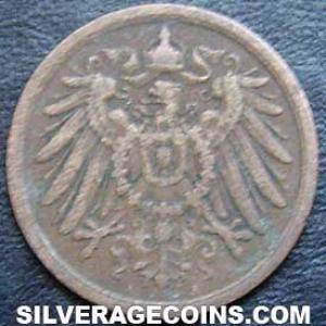 1907 A Wilhelm II German 2 Pfennig (Obverse)