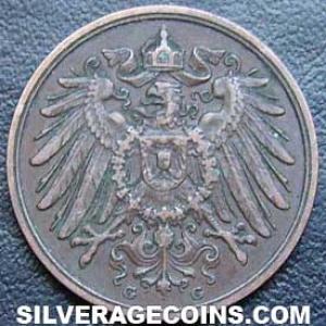 1913 G Wilhelm II German 2 Pfennig (Obverse)