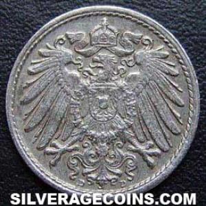 1894 D Wilhelm II German 5 Pfennig (Obverse)