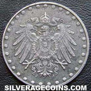 1922 J Wilhelm II German Iron 10 Pfennig (Obverse)