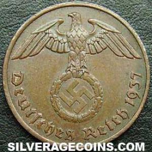 1937 A German Third Reich Bronze 2 Reichspfennig (Obverse)