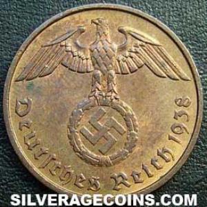 1938 F German Third Reich Bronze 2 Reichspfennig (Obverse)