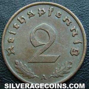 1939 A German Third Reich Bronze 2 Reichspfennig (Reverse)