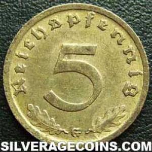 1937 G German Third Reich 5 Reichspfennig (Reverse)