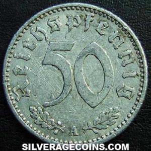 1943 A German Third Reich 50 Reichspfennig (aluminium) (Reverse)