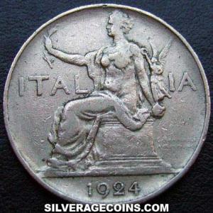 Lira Italiana de Victor Emmanuel III 1924 R closed 2 (Anverso)