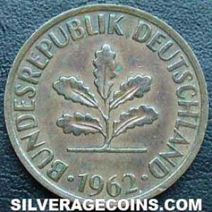 1962 F German Federal Republic Bronze 2 Pfennig (Obverse)
