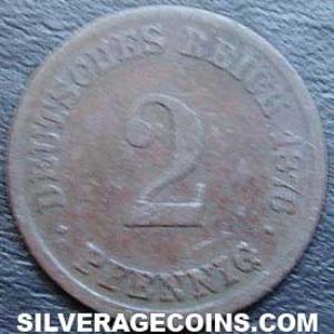 1876 H Wilhelm I German 2 Pfennig (Reverse)